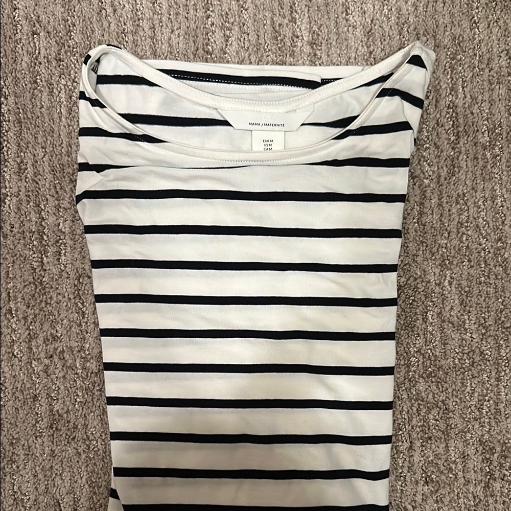 H&M Black and White Striped Maternity Dress